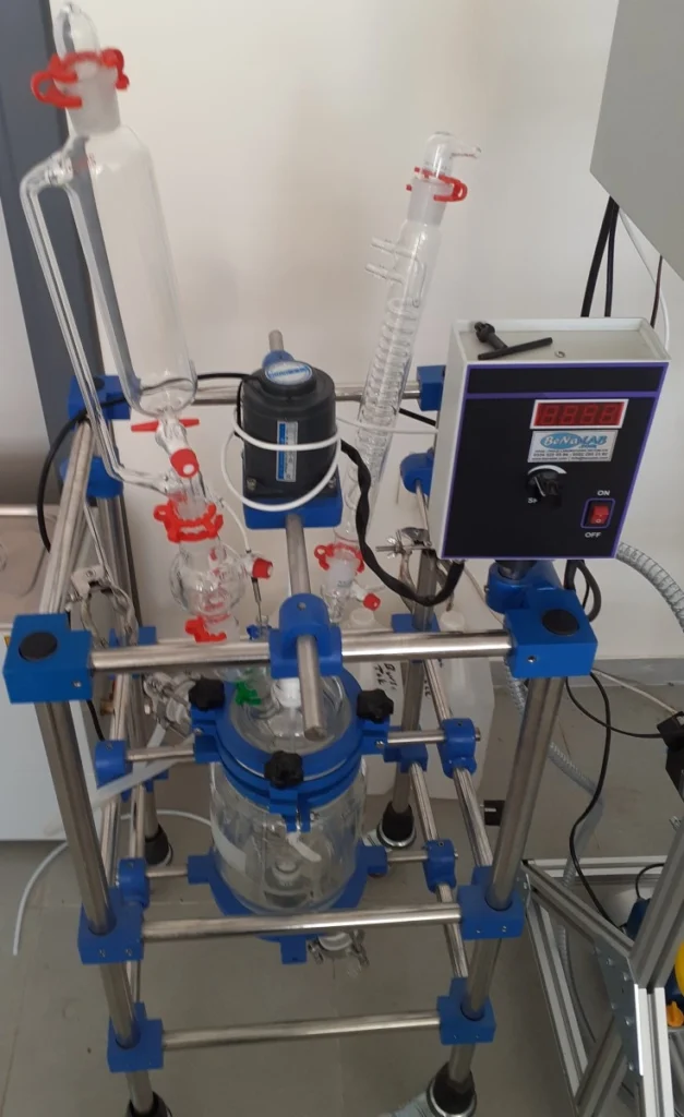 20 Litre Benalab Cam borosilikat Reaktör Sistemi - İyonik Sıvı ve Reflux Özellikli Kimyasal Sentez Ünitesi.